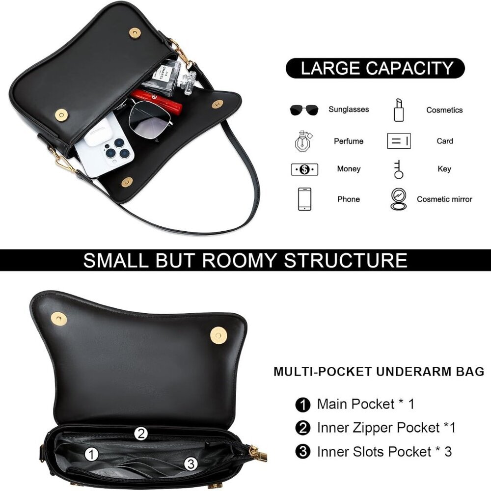 Shoulder Bag for Women Small Clutch Purses Cute Hobo Handbag Trendy Underarm Bag - Picture 4 of 7